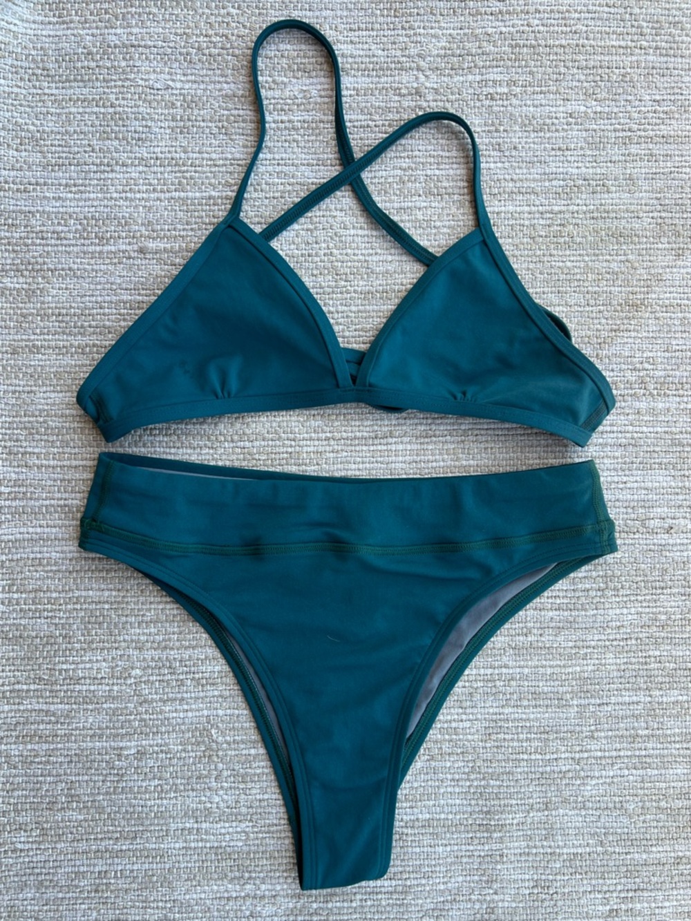 JOLYN Triangle Top  Zoe Bottoms Bikini Set color peacock size Medium